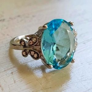 Silver plated Topaz color Butterfly ring 6